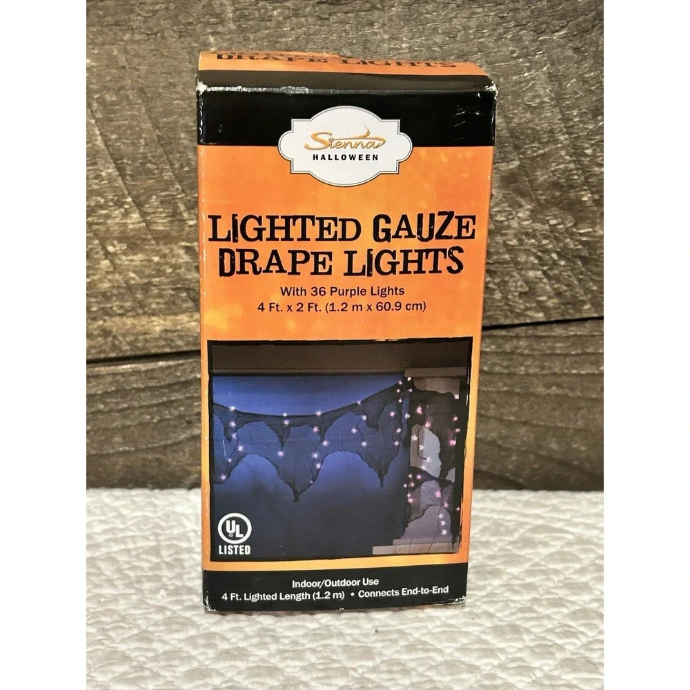 Sienna Halloween Lighted Gauze Drape Lights Orange‎ Lights 4 Ft × 2 Ft.